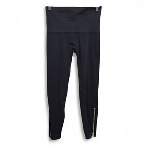 Spanx Leggings Womens Medium Black Look At Me Now Seamless Side Zip Stretch